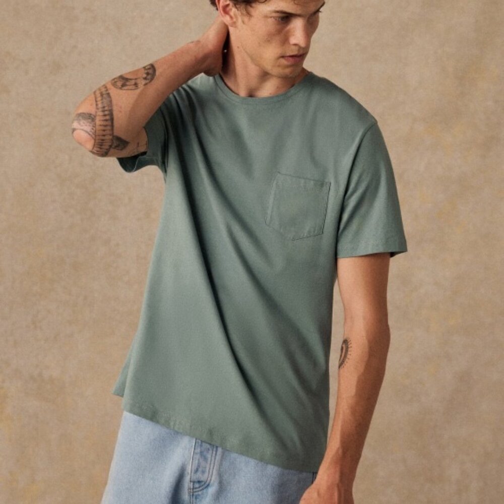 Octobre Editions Sonny Short Sleeve Shirt Clay Green Small Rrp $40